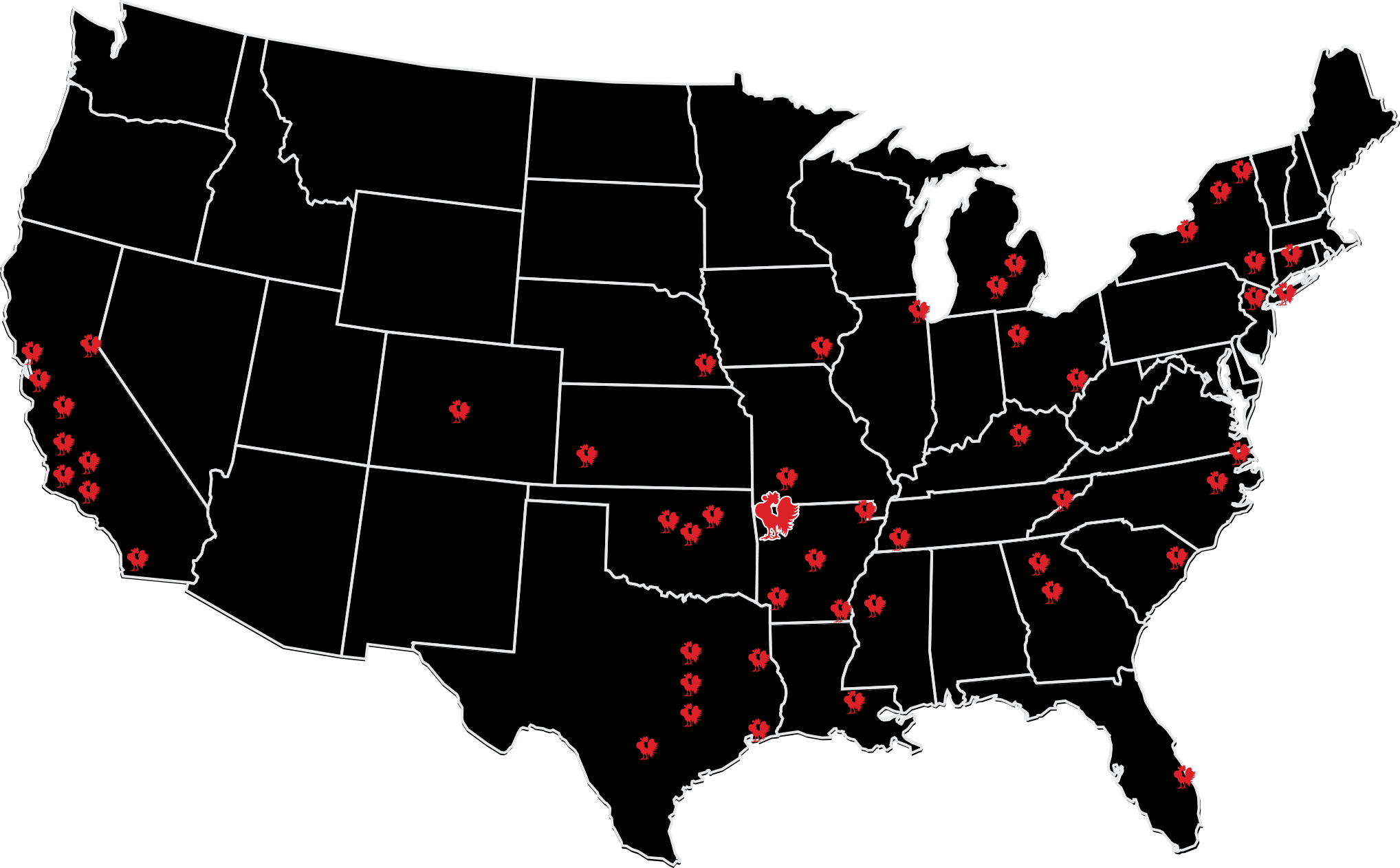 Map of Locations for Higher Education Website